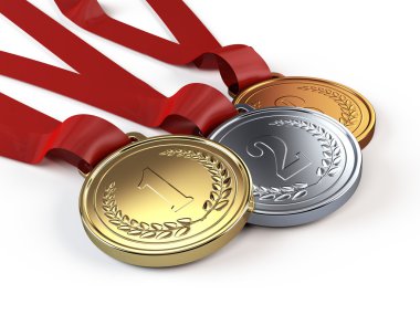 Gold, Silver and bronze medals clipart