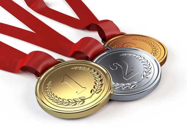 Gold, Silver and bronze medals — Stock Photo, Image