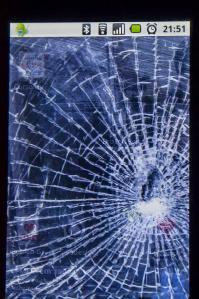 壊れた携帯電話の画面 — ストック写真