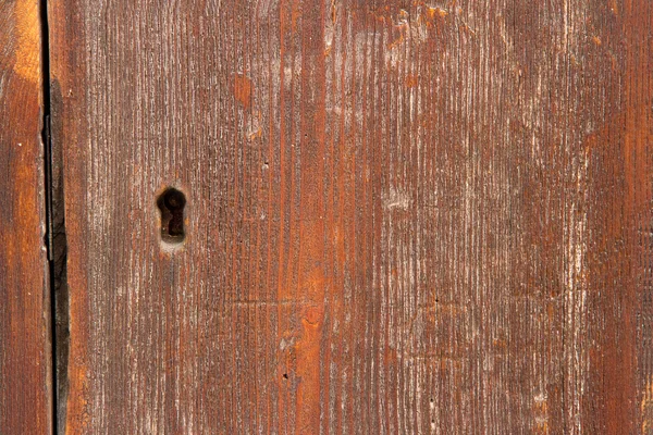 木制背景与锁孔 — 图库照片