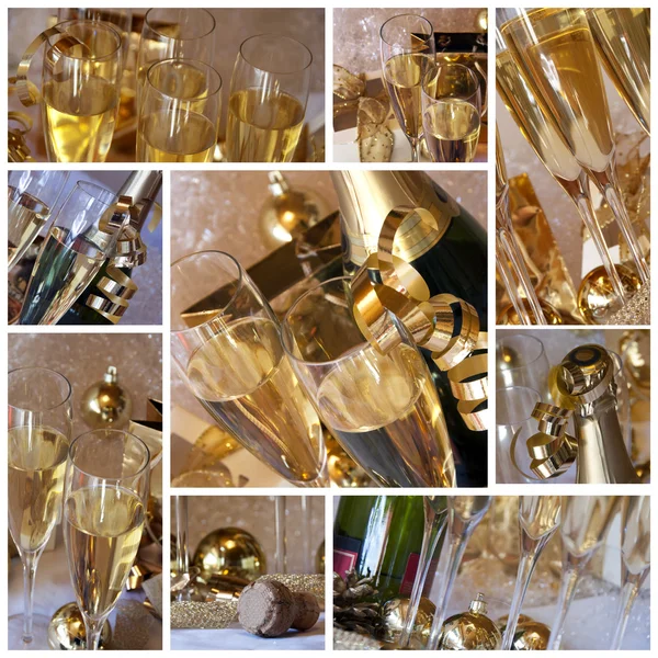 Champagner-Collage — Stockfoto