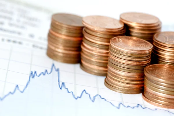 stock image Financial chart and coins