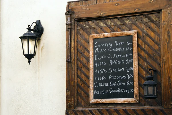 Italská restaurace menu deska — Stock fotografie