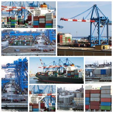 Cargo shipping collage clipart