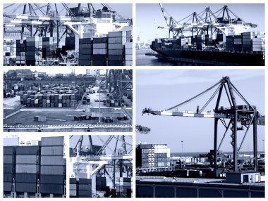 Cargo shipping collage clipart