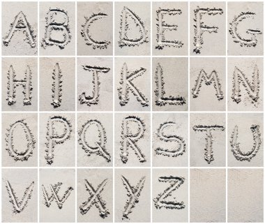 Sand beach alphabet - the collage