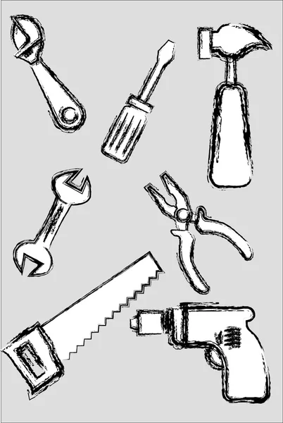 Sketch style hand tools collections. — Stock Vector