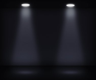 Dark Room with Two Spotlights clipart