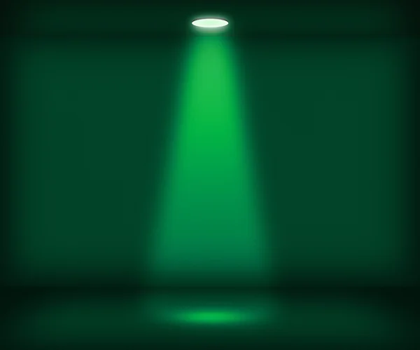 Einzelne Scheinwerfer grünes Zimmer Hintergrund — Stockfoto