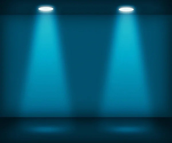 Blauwe kamer met twee schijnwerpers — Stockfoto