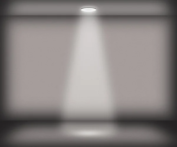 Grau einzigen Scheinwerfer Raum Hintergrund — Stockfoto