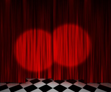 Red Curtain Spotlight Stage Background clipart