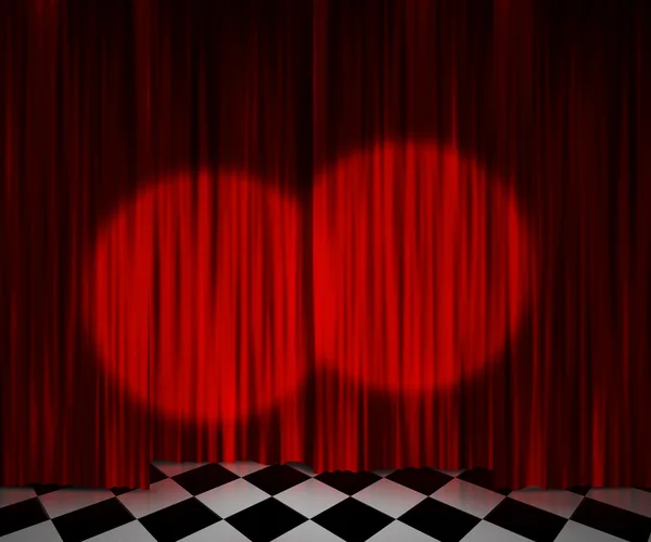 Cenário de palco de holofotes de cortina vermelha — Fotografia de Stock