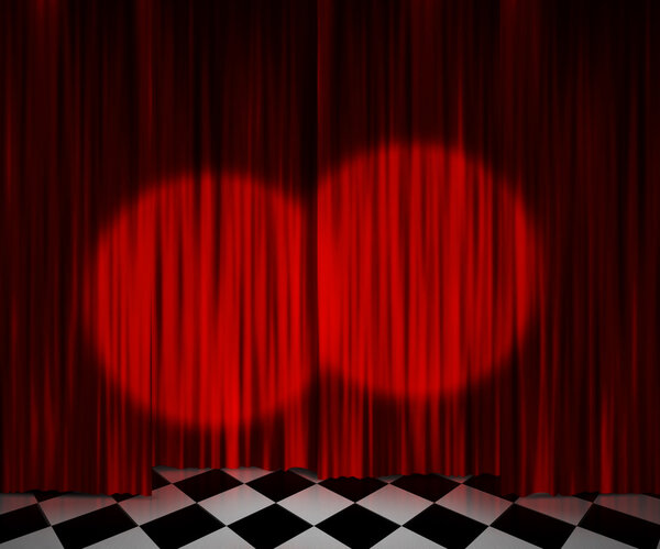 Фон сцены красного занавеса
