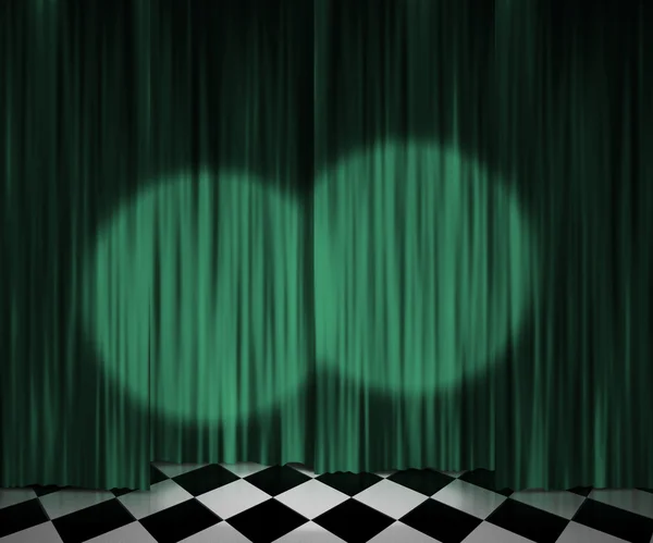 Green Curtain Spotlight Stage Background