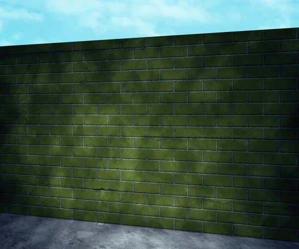 緑のレンガの壁の背景 — ストック写真