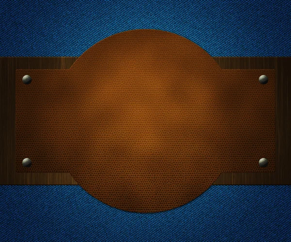 Kot arka plan üzerinde deri etiket — Stok fotoğraf