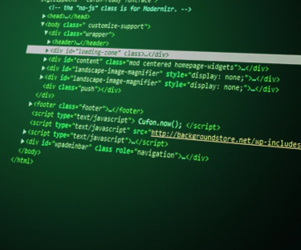 HTML-code groene achtergrond — Stockfoto