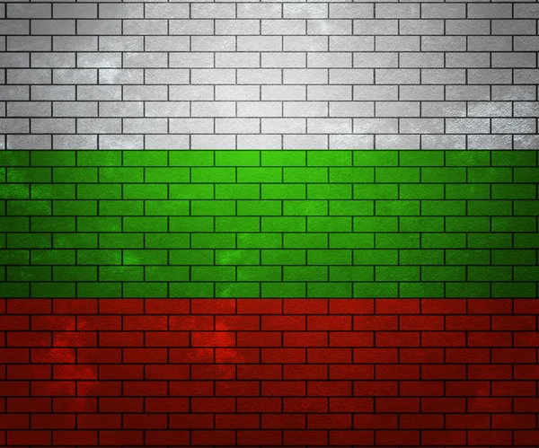レンガの壁にブルガリアの旗 — ストック写真