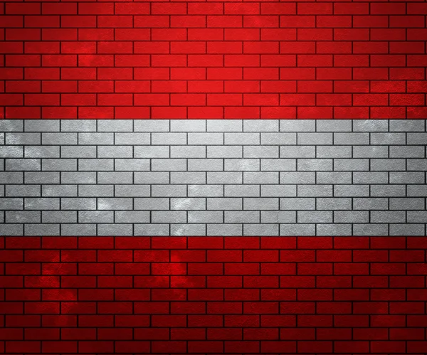 Flaga Austrii na murze z cegły — Zdjęcie stockowe