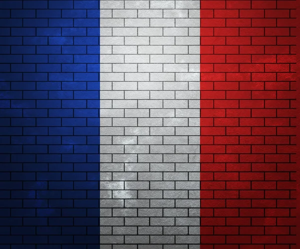 Σημαία της Γαλλίας στον τοίχο από τούβλα — Φωτογραφία Αρχείου