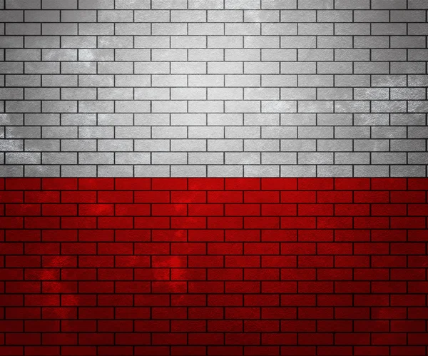 Σημαία της Πολωνίας στον τοίχο από τούβλα — Φωτογραφία Αρχείου
