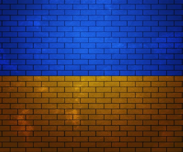 Bendera Ukraina di Brick Wall — Stok Foto