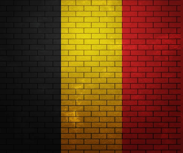 Vlajka Belgie na cihlovou zeď — Stock fotografie