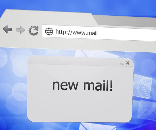 Nové pošty automaticky otevírané okno v prohlížeči — Stock fotografie