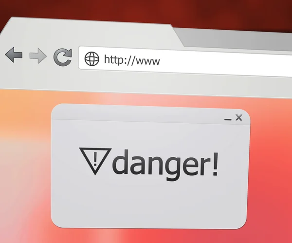 Niebezpieczeństwo w przeglądarce internetowej — Zdjęcie stockowe