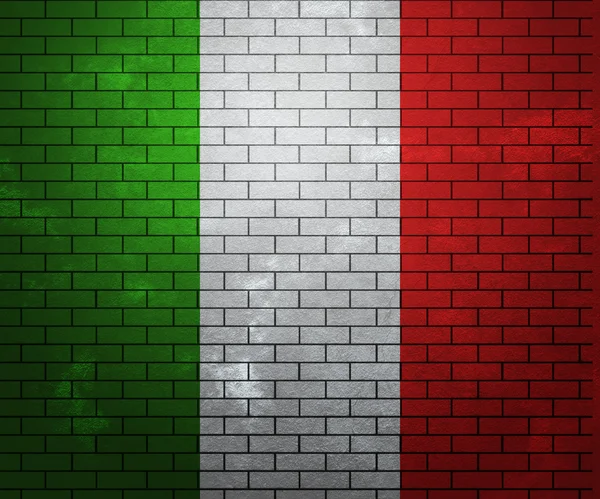 Σημαία της Ιταλίας σε τοίχο από τούβλα — Φωτογραφία Αρχείου