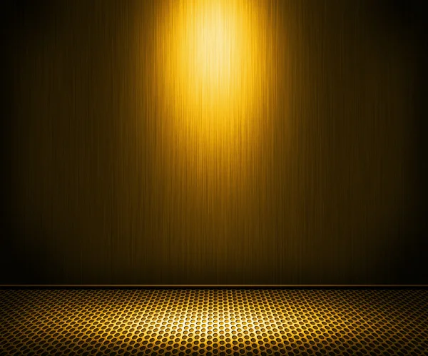 Gyllene Spotlight metall interiör bakgrund — Stockfoto