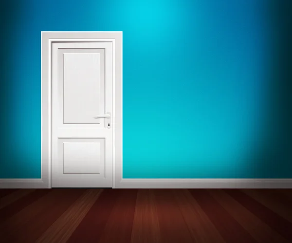 Mavi duvar iç kapı — Stok fotoğraf