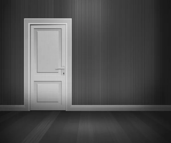 Двері в кімнаті ретро чорно-білі — стокове фото