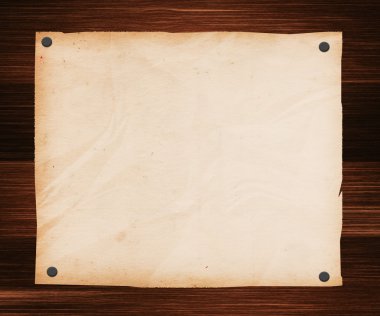 Paper Pinned to a Wooden Plank clipart