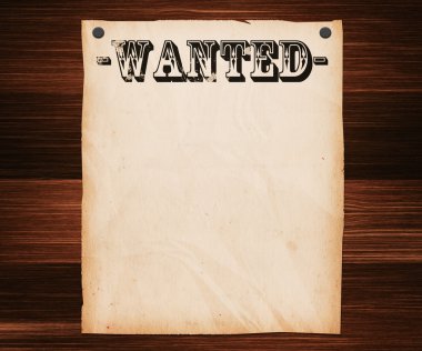 Wanted Poster on Wooden Wall clipart