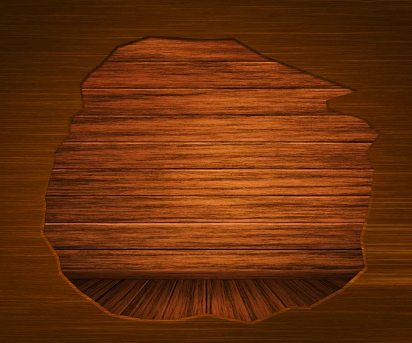 Buraco na parede de madeira — Fotografia de Stock