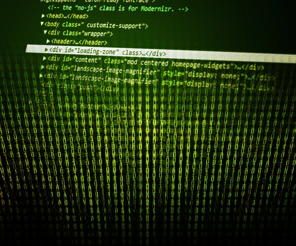 Programma code groene achtergrond — Stockfoto