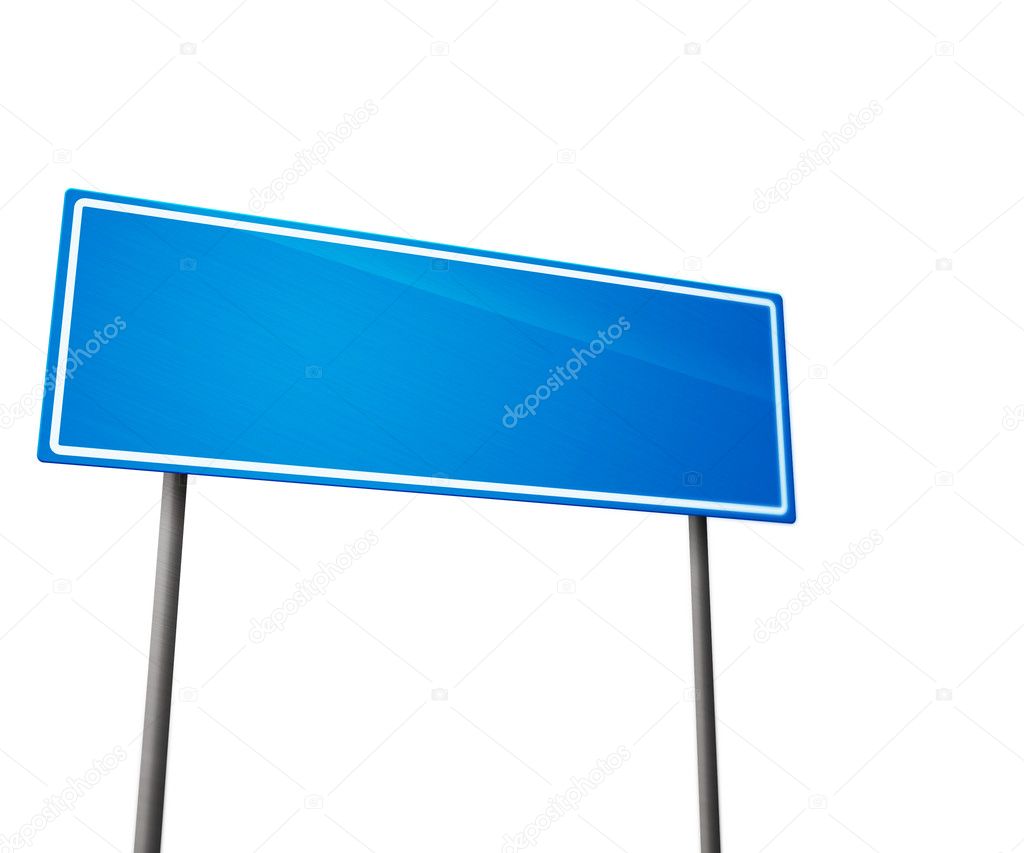 Blue Road Sign Isolated on White