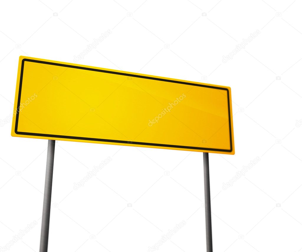 Yellow Road Sign Isolated on White