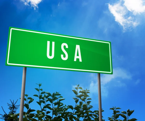 USA on Road Sign — Stock Photo, Image