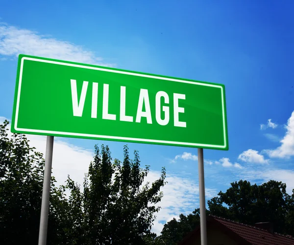 Village on Road Sign — Stock Photo, Image