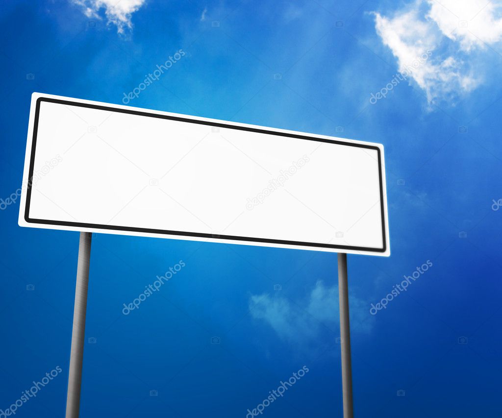 Blank White Road Sign Isolated on White
