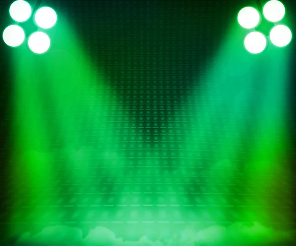 緑ショー ルーム スポット ライト舞台背景 — ストック写真