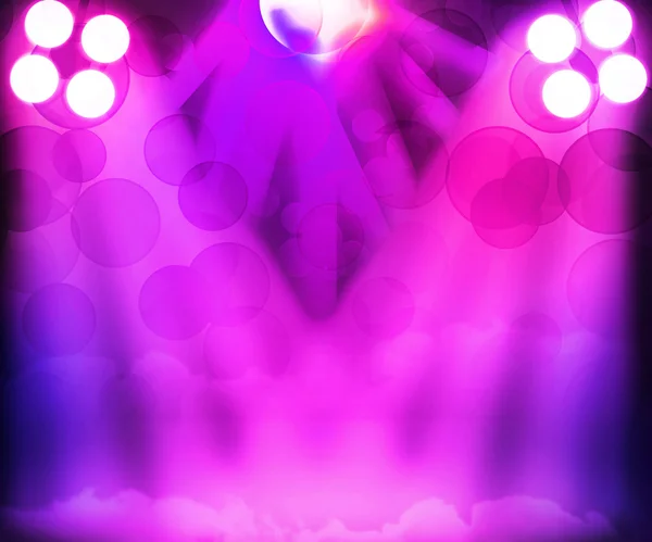 Violett disco scenen spotlight bakgrund — Stockfoto