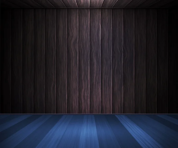 Modré dřevěné podlahy místnosti pozadí — Stock fotografie