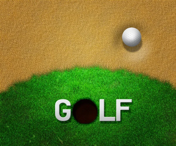 Bola no fundo de golfe de areia — Fotografia de Stock