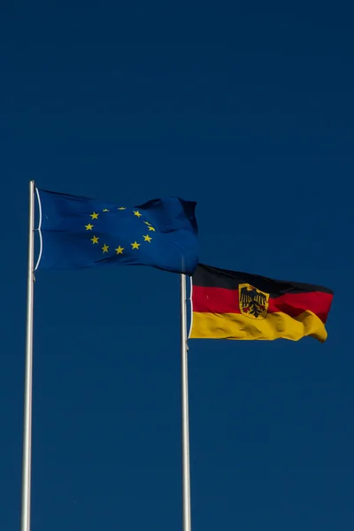 stock image Flags of the European Union and Germany