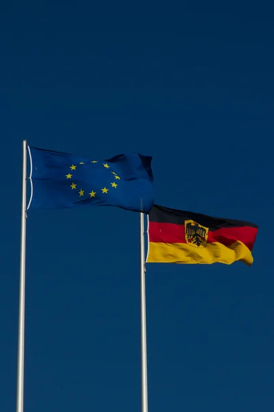 Vlajky Evropské unie a Německa Stock Snímky