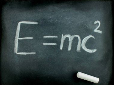 E=mc² Albert Einsteins physical formula on blackboard clipart